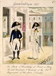 Uniformen des 66. Regiments der Linie in Pointe a Pitre, Guadeloupe im Jahr 1807
